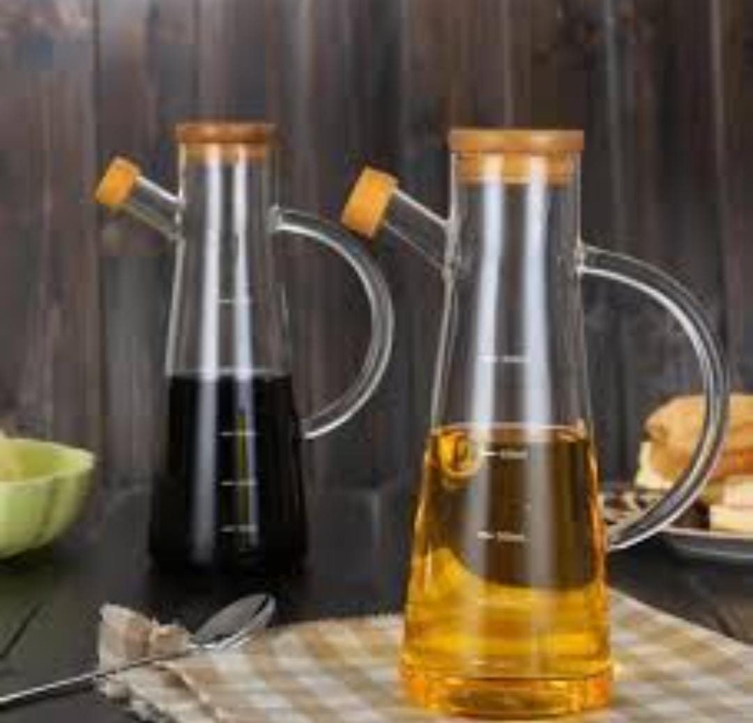 Glass Oil and Vinegar Dispenser Set with Wooden Cork