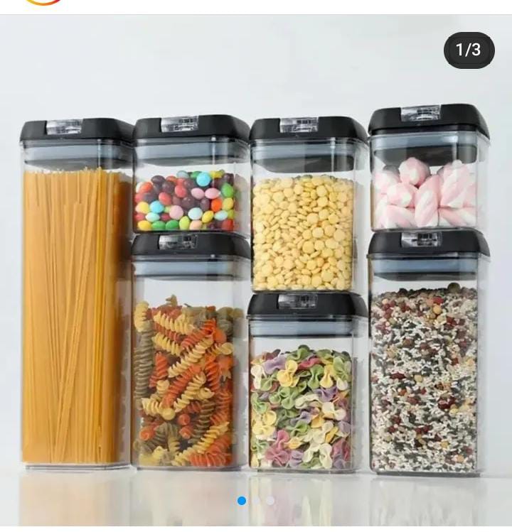 Airtight Food Storage Container Set - Clear Plastic Canisters with Press-Lock Lids