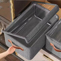 Collapsible Fabric Storage Organizer with Cover - Closet Storage Basket with Lid 50x35x24cm