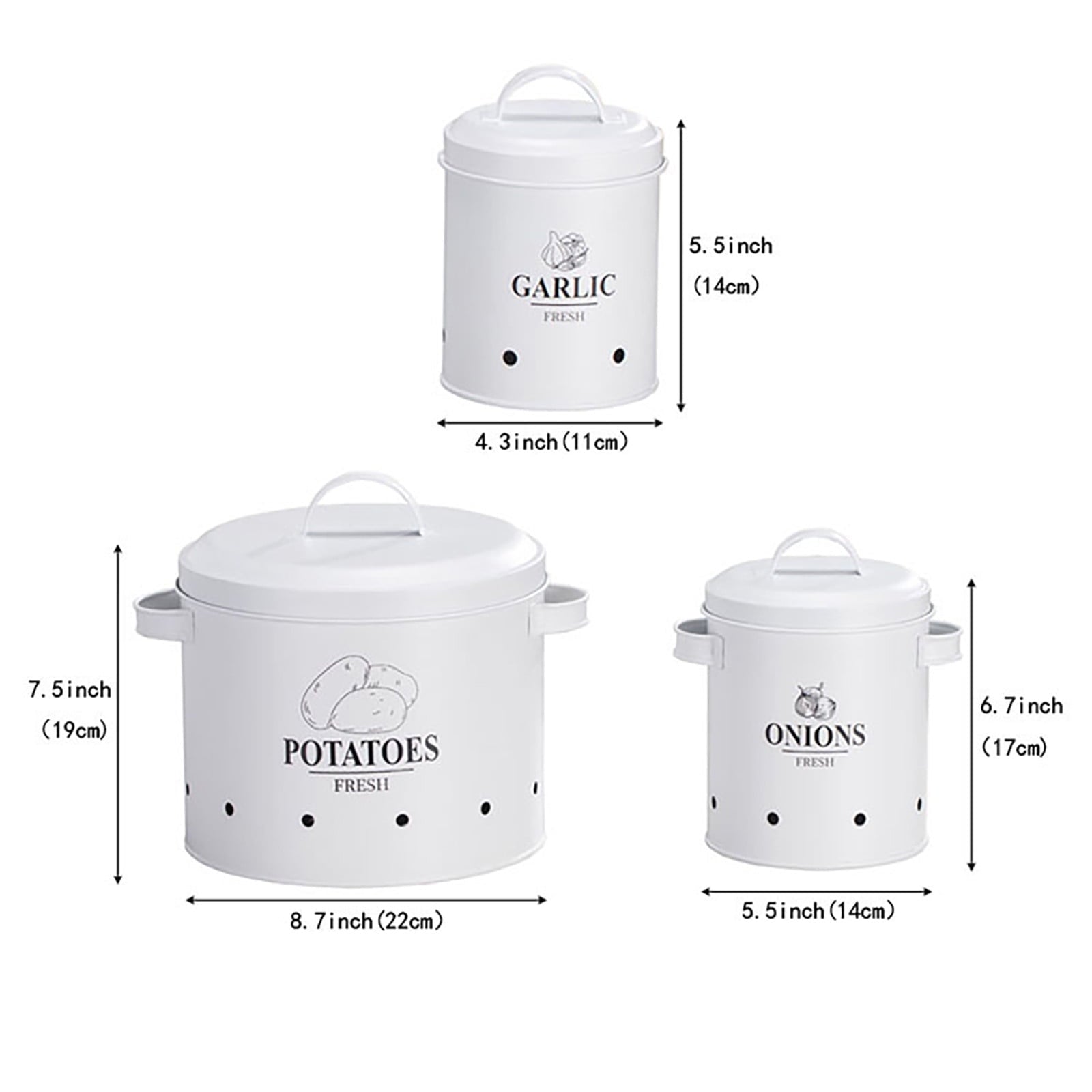 3-Piece Potato, Onion & Garlic Perforated Storage Bins Set