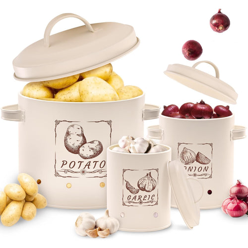 3-Piece Potato, Onion & Garlic Perforated Storage Bins Set