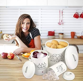 3-Piece Potato, Onion & Garlic Perforated Storage Bins Set