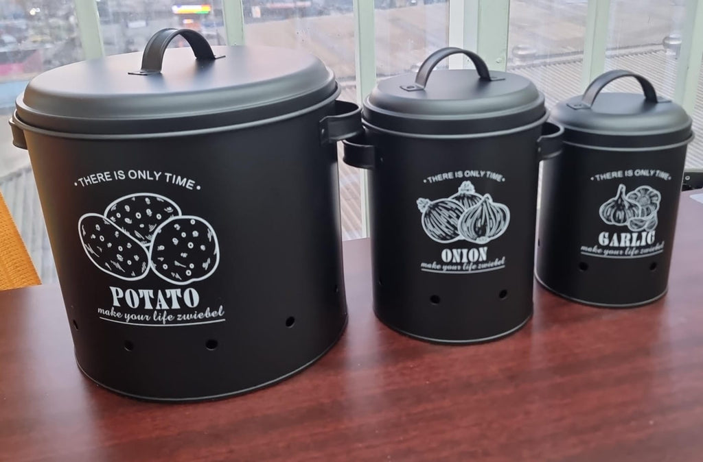 3-Piece Potato, Onion & Garlic Perforated Storage Bins Set