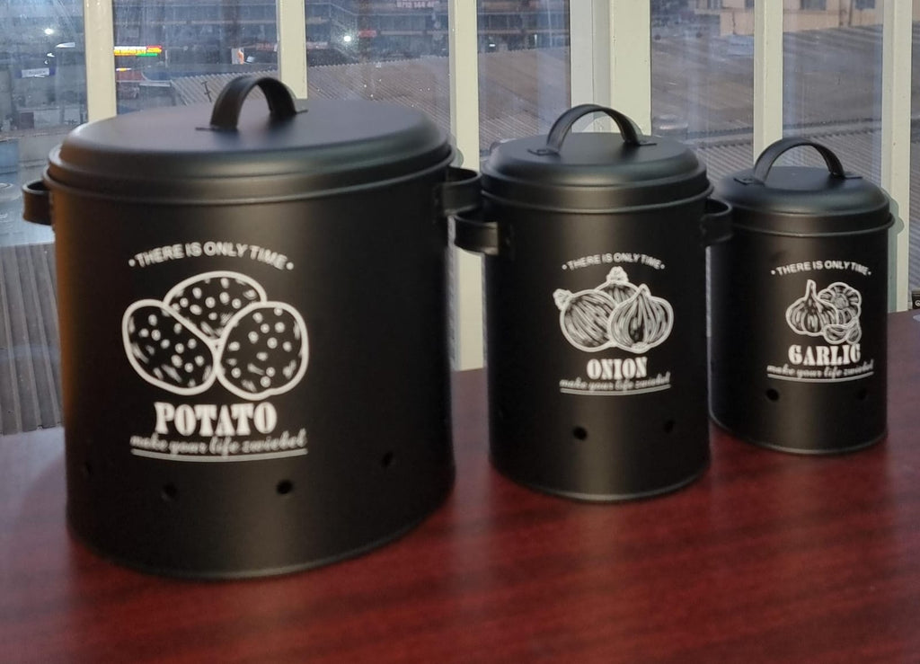 3-Piece Potato, Onion & Garlic Perforated Storage Bins Set