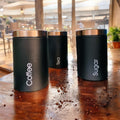 3-Piece Black Kitchen Canister Set with Rose Gold Lids - Coffee, Tea, Sugar