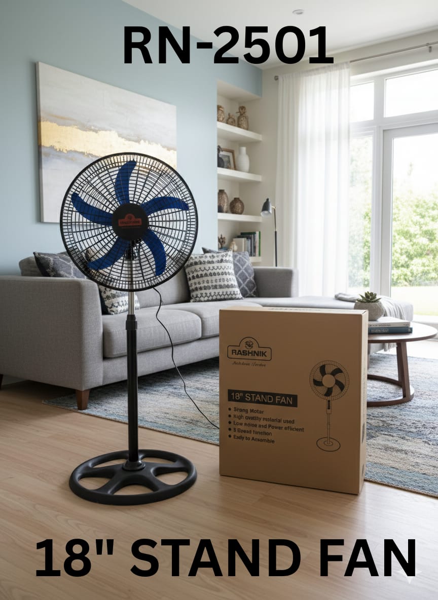 Rashnik  Stand Fan - Adjustable Height with Oscillation