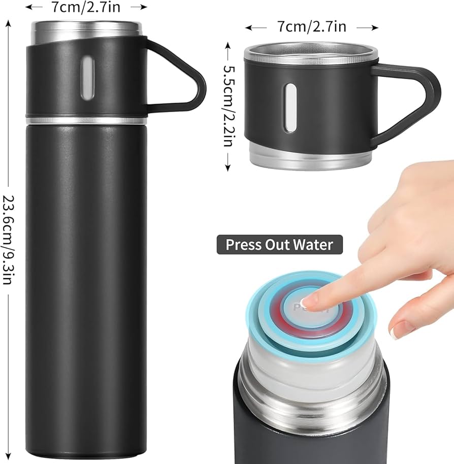 Unbreakable Stainless Steel Gift Pack - Thermocup 500ml + 130ml Cups & Gift Bag