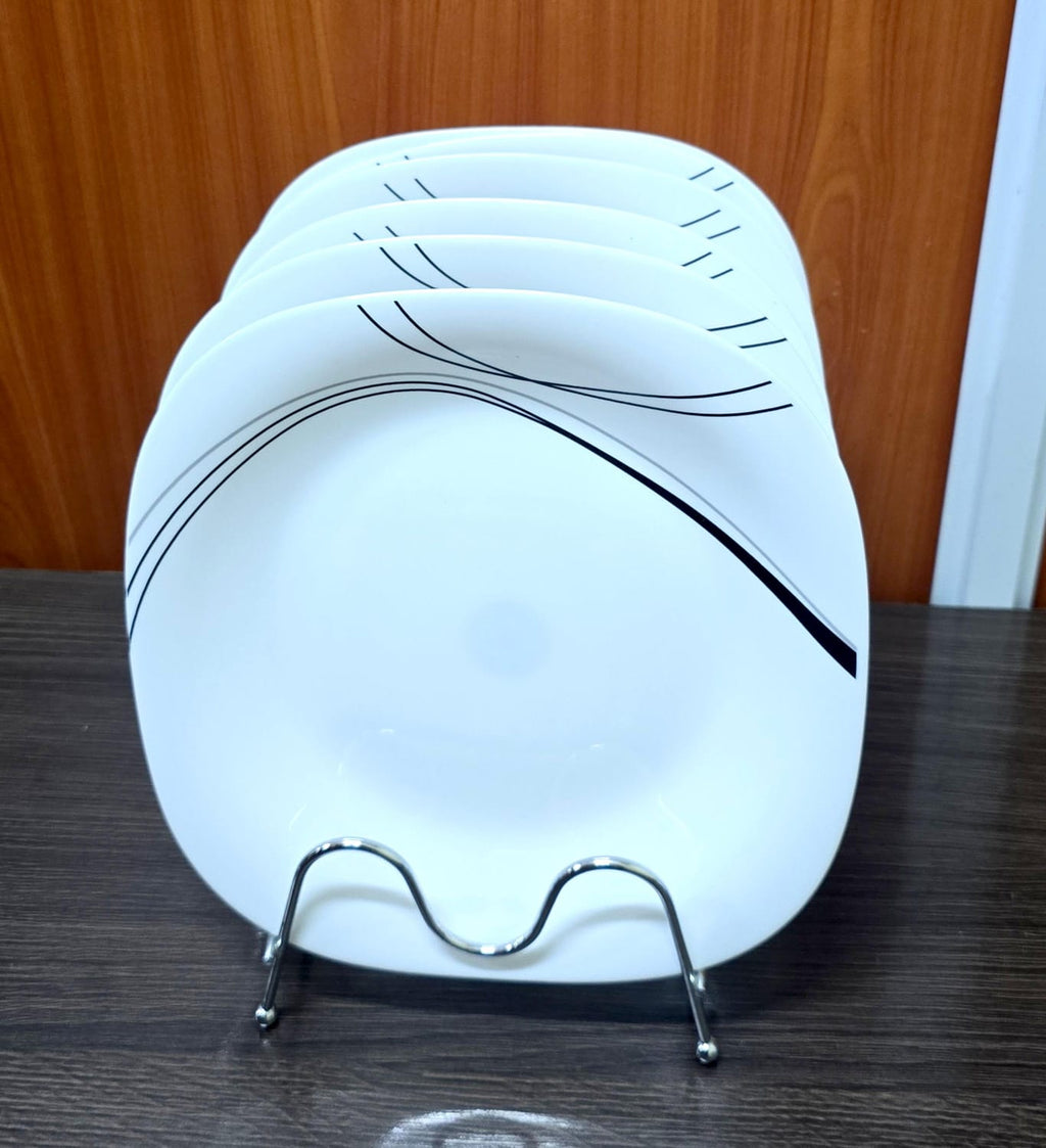 6-Piece Decorative Round Plate Set with Display Stand - Multiple Designs