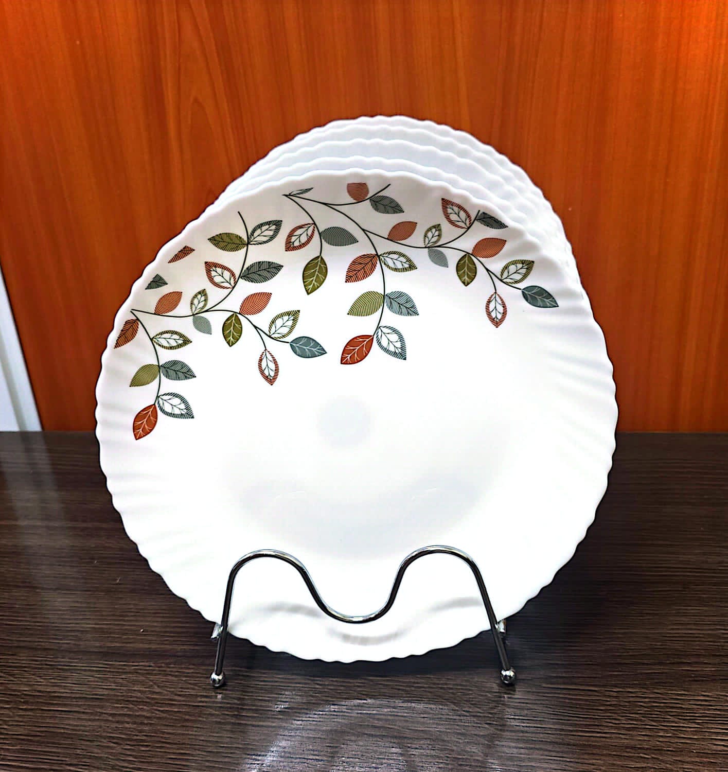 6-Piece Decorative Round Plate Set with Display Stand - Multiple Designs