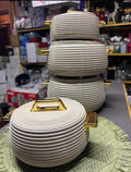 Smart Hot Pot Set of 4 - White Ribbed Design with Gold Handles