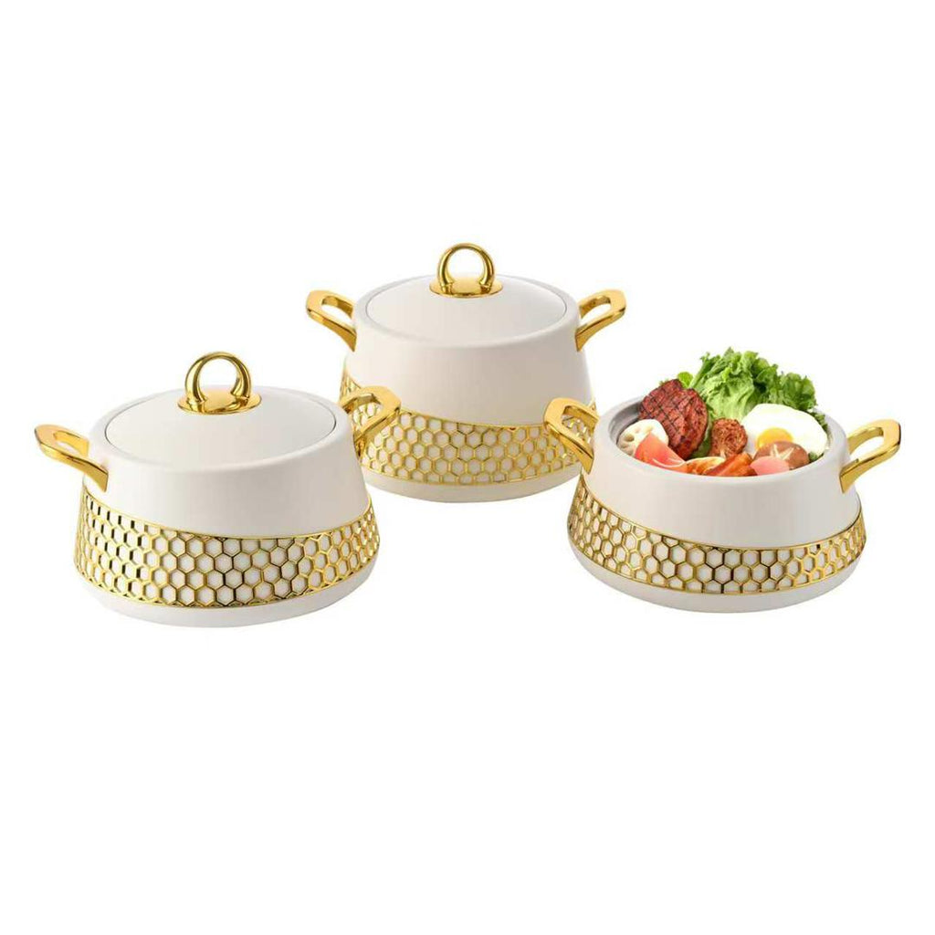 Luxury Hot Pot Set of 3 - Marble Grey with Gold Honeycomb Design