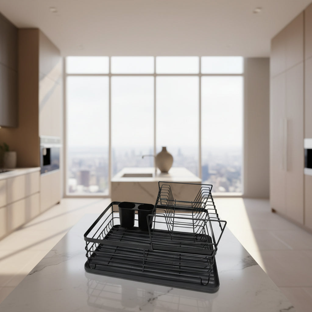 Rashnik Dish Rack - 2-Tier Kitchen Organizer with Drip Tray