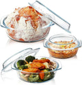3-Piece Glass Casserole Set with Lids - Oven & Microwave Safe