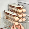 Refrigerator Egg Storage Container with Rolling Dispenser - Stackable with Lid