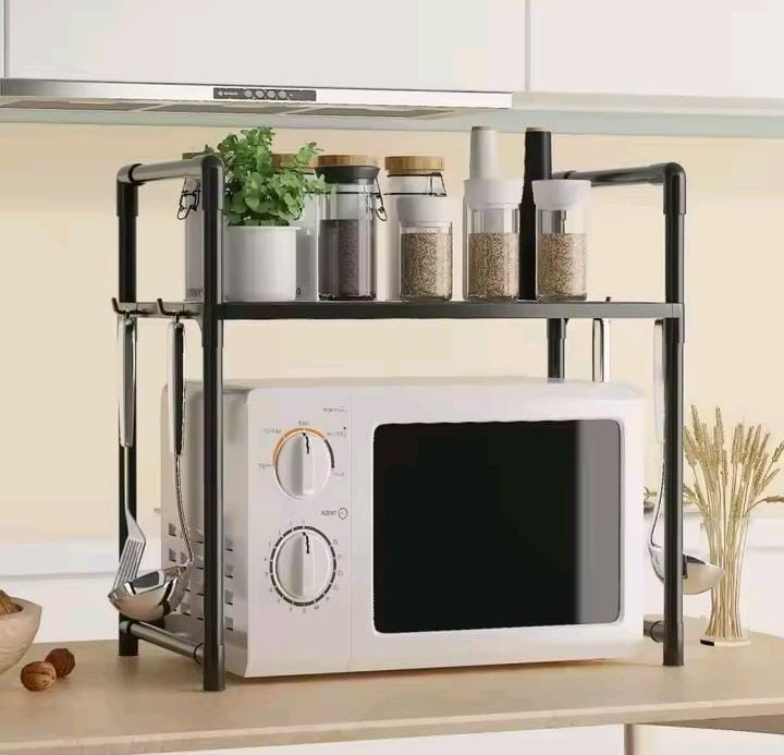 Double Layer Microwave Oven Rack Organizer with Storage Shelf