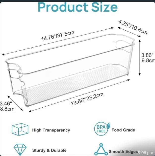 Clear Acrylic Fridge Storage Organizer Bin