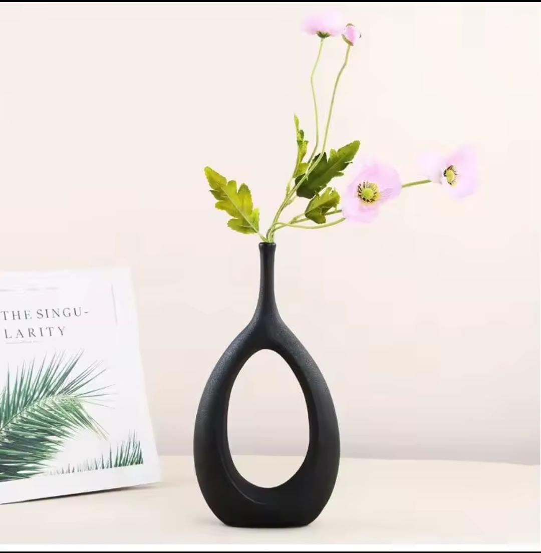 Nordic Doughnut Ceramic Vase - Modern Minimalist Design