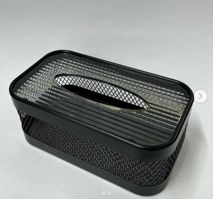 Black Mesh Serviette Holder with Acrylic Lid
