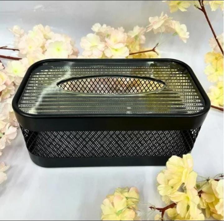 Black Mesh Serviette Holder with Acrylic Lid