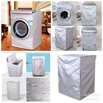 Front Load Washing Machine Cover with Zipper - Waterproof Sunproof Silver 85x64x65cm