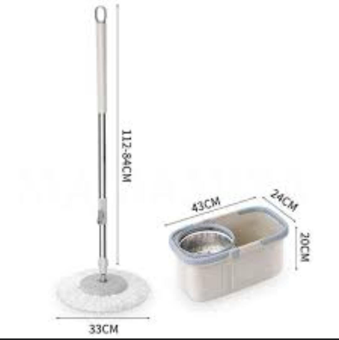 Dual-Drive Rotary Spin Mop with Bucket - 112cm Handle & 2 Microfiber Heads