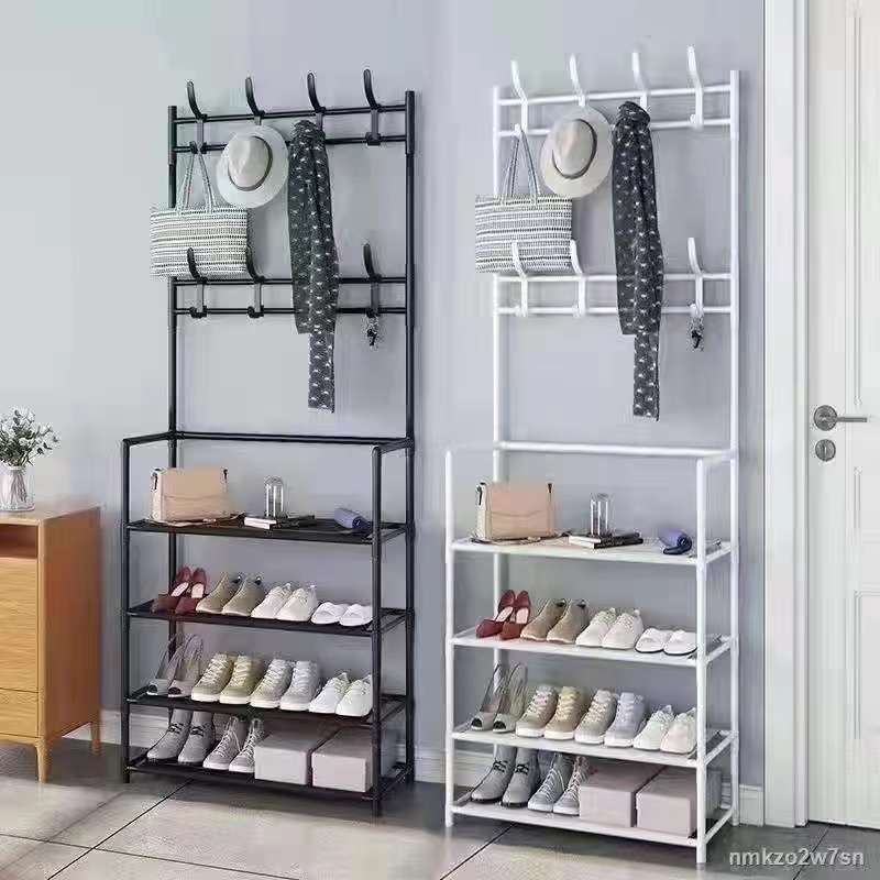 5-Layer Multipurpose Shoe and Coat Rack - Metal Entryway Organizer 60x26x170cm