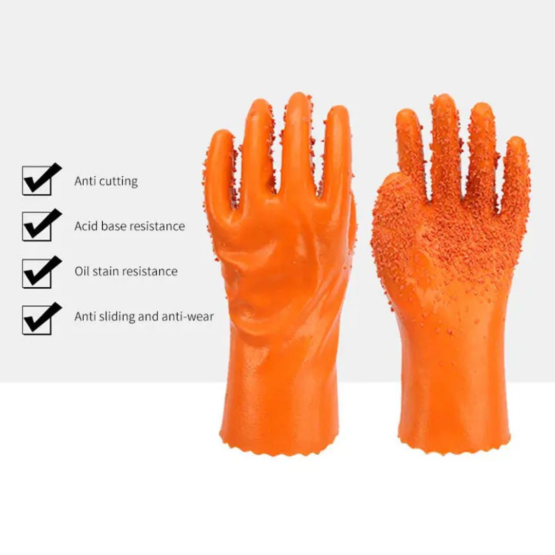 Silicone Latex Studded Cleaning Gloves - Waterproof Non-Slip Kitchen Dishwashing Gloves