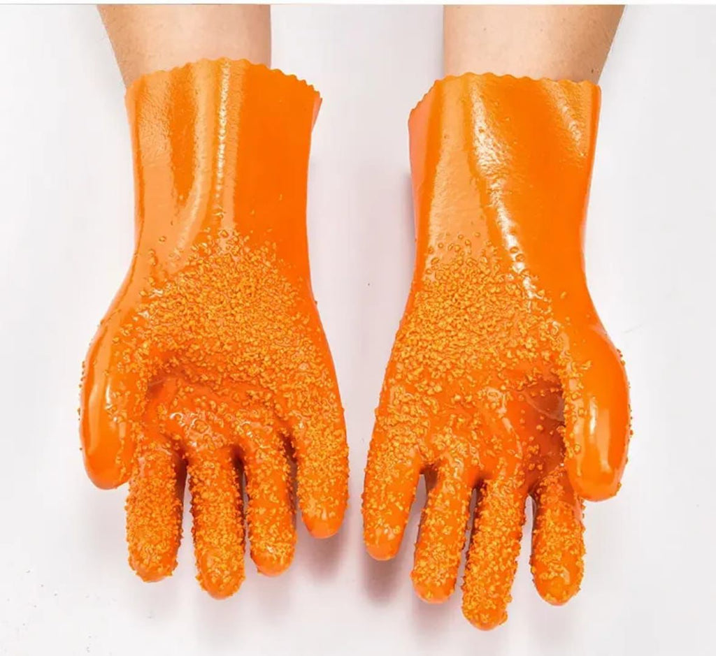 Silicone Latex Studded Cleaning Gloves - Waterproof Non-Slip Kitchen Dishwashing Gloves