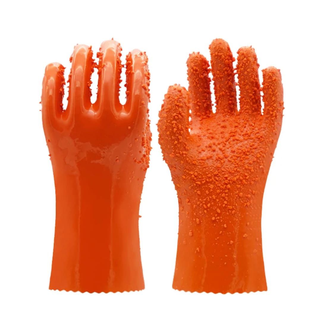Silicone Latex Studded Cleaning Gloves - Waterproof Non-Slip Kitchen Dishwashing Gloves