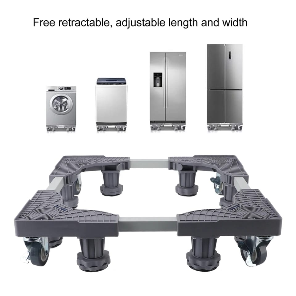 Heavy Duty Adjustable Appliance Base with Wheels - Washing Machine & Fridge Stand
