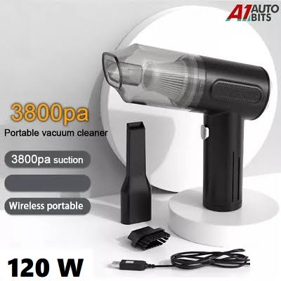 120W Rechargeable 2-in-1 Handheld Vacuum Cleaner - 3800Pa Suction with LED Light