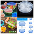 6-Piece Silicone Stretch Lids - Reusable Food Covers Clear