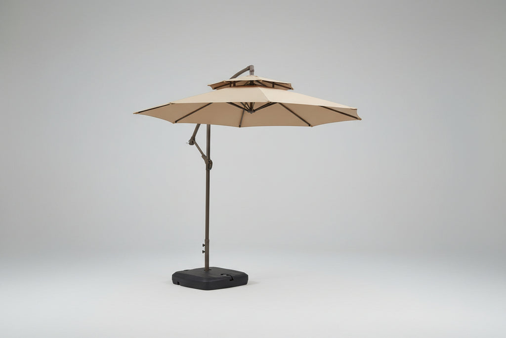 Luxury Cantilever Patio Umbrella 2.55m x 2.7m - Heavy Water Tank Base Canvas