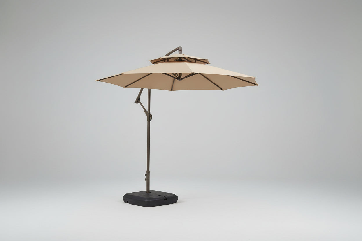 Luxury Cantilever Patio Umbrella 2.55m x 2.7m - Heavy Water Tank Base Canvas