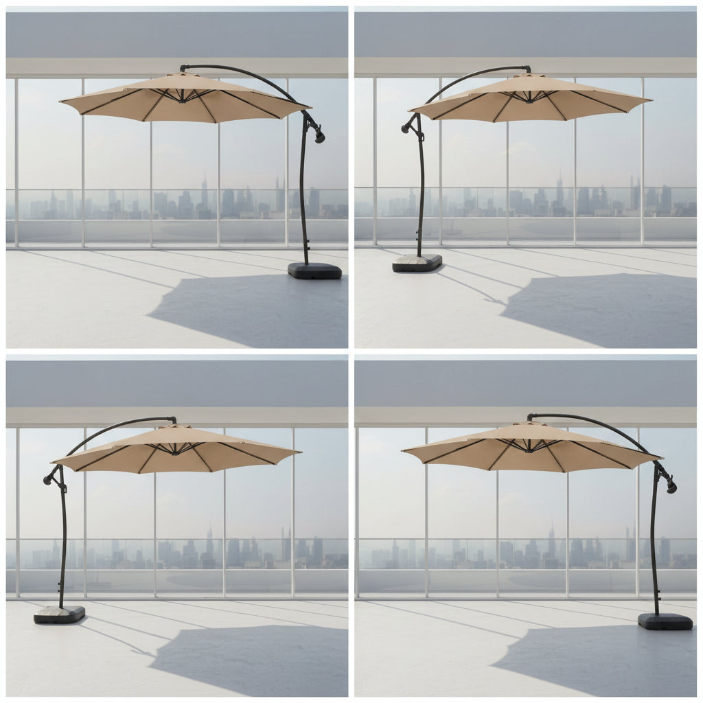 Luxury Cantilever Patio Umbrella 2.55m x 2.7m - Heavy Water Tank Base Canvas