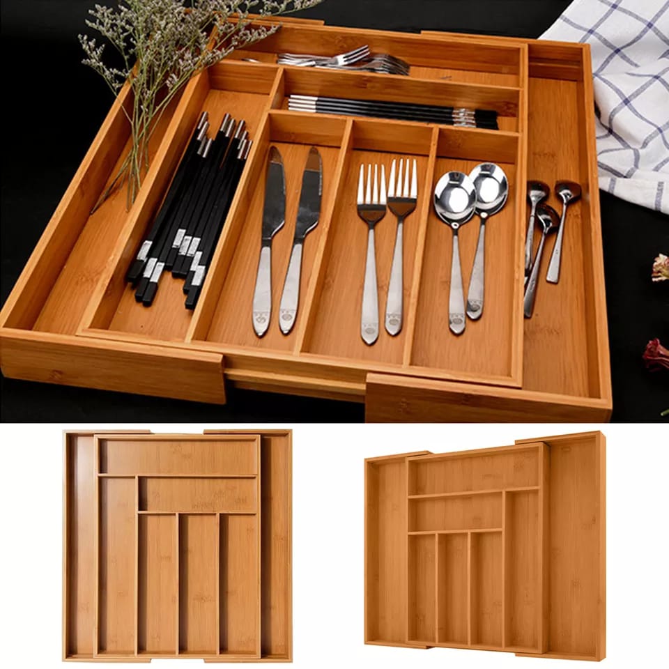Multifunctional Bamboo Expandable Drawer Organizer - Eco-Friendly
