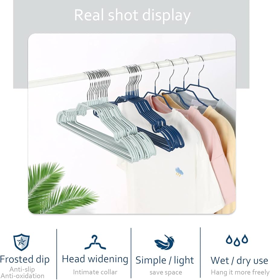 Non-Slip Stainless Steel Clothes Hangers 10-Piece Set - 40cm Colored
