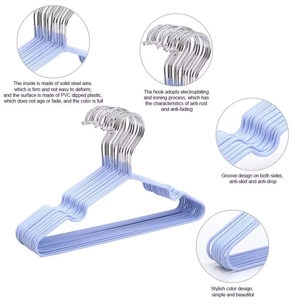 Non-Slip Stainless Steel Clothes Hangers 10-Piece Set - 40cm Colored