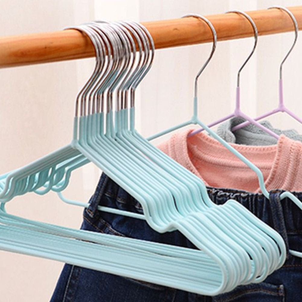 Non-Slip Stainless Steel Clothes Hangers 10-Piece Set - 40cm Colored