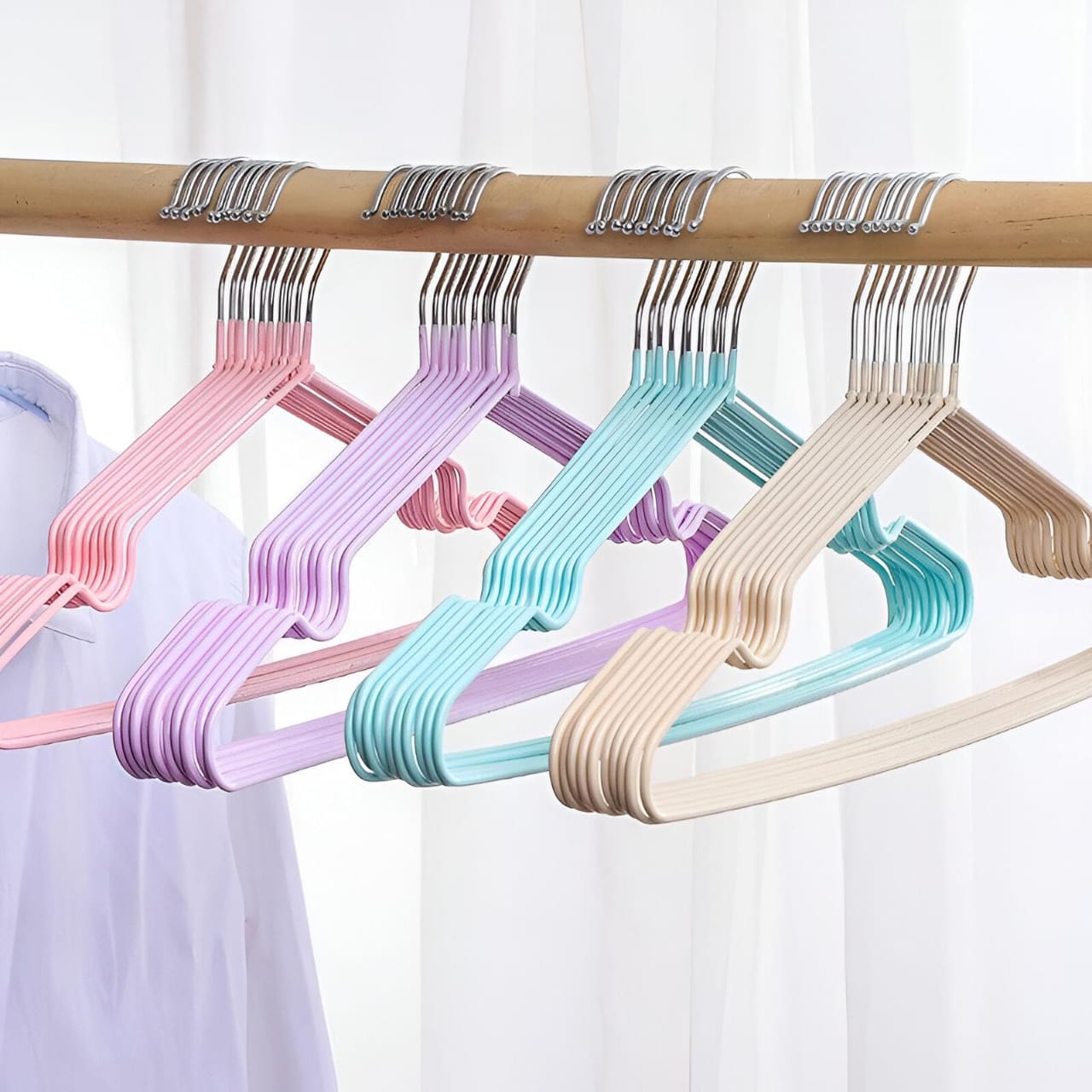 Non-Slip Stainless Steel Clothes Hangers 10-Piece Set - 40cm Colored