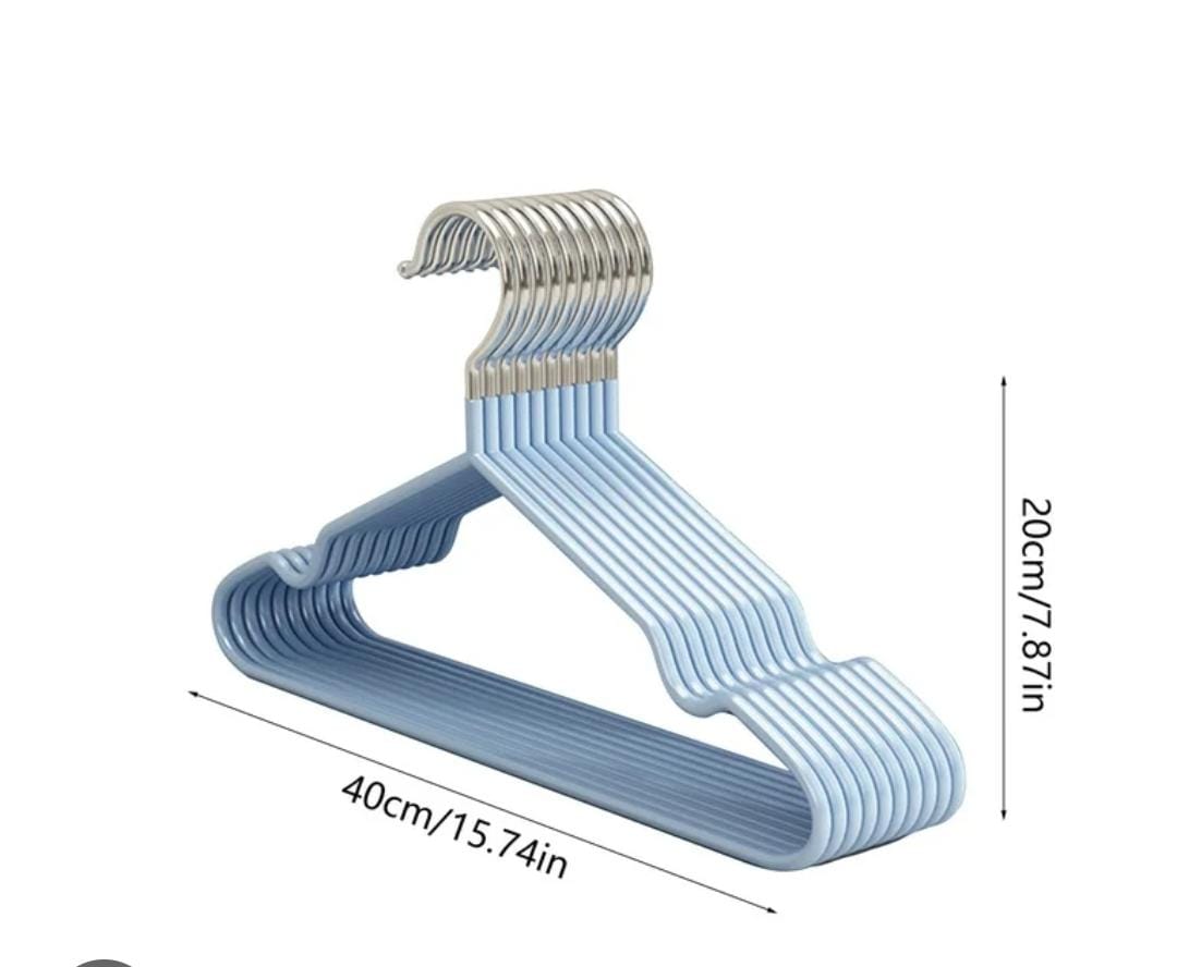 Non-Slip Stainless Steel Clothes Hangers 10-Piece Set - 40cm Colored