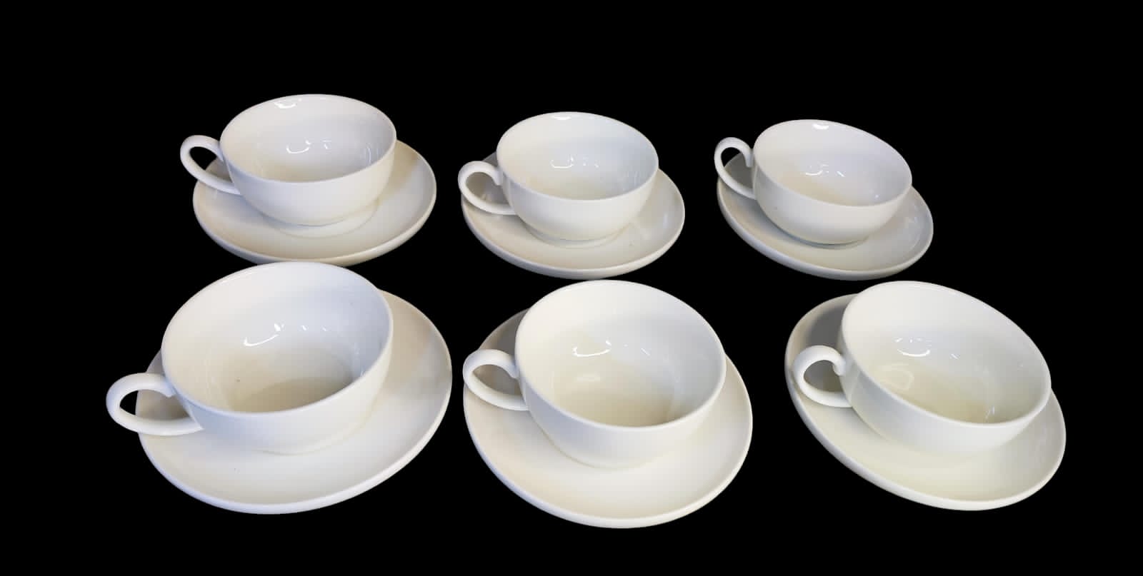 280 mlWhite Ceramic Cup and Saucer Set - 6 Pieces