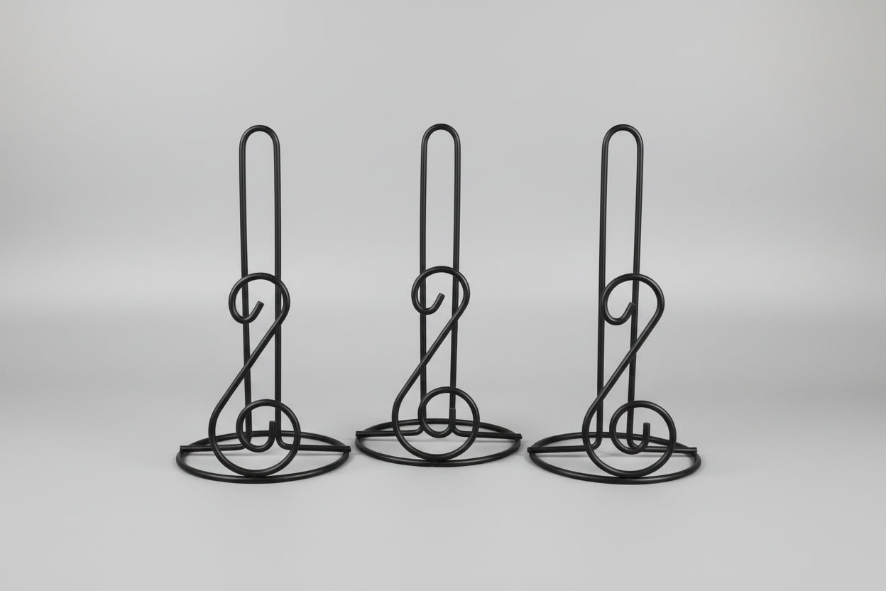 Black Metal Paper Towel Holder - Elegant Scroll Design