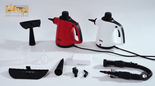 10-in-1 Handheld Steam Cleaner – 1050W | 350ml | 360° Nozzle | Red & White