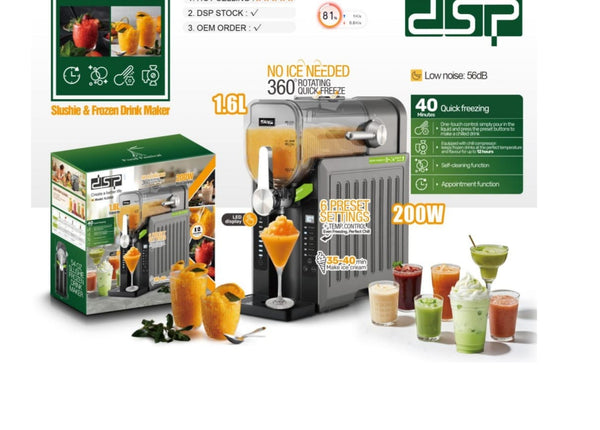 Slushie & Frozen Drink Maker – 1.6L | No Ice Needed | 6 Preset Modes