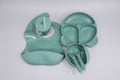 6-Piece Silicone Baby Feeding Cutlery Set – Suction Plate, Bowl, Bib, Cup & Utensils