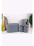 4-Piece Galvanized Bread Bin & Canister Set – 10L Bin + 3x1200ml Canisters