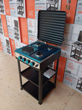 Eurochef EC-6024 Deluxe Standing Cooker – 3 Gas + 1 Electric Burner with Shelves & Grill Lid