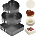 3pc Non-Stick Springform Cake Tins – Heart, Round & Square