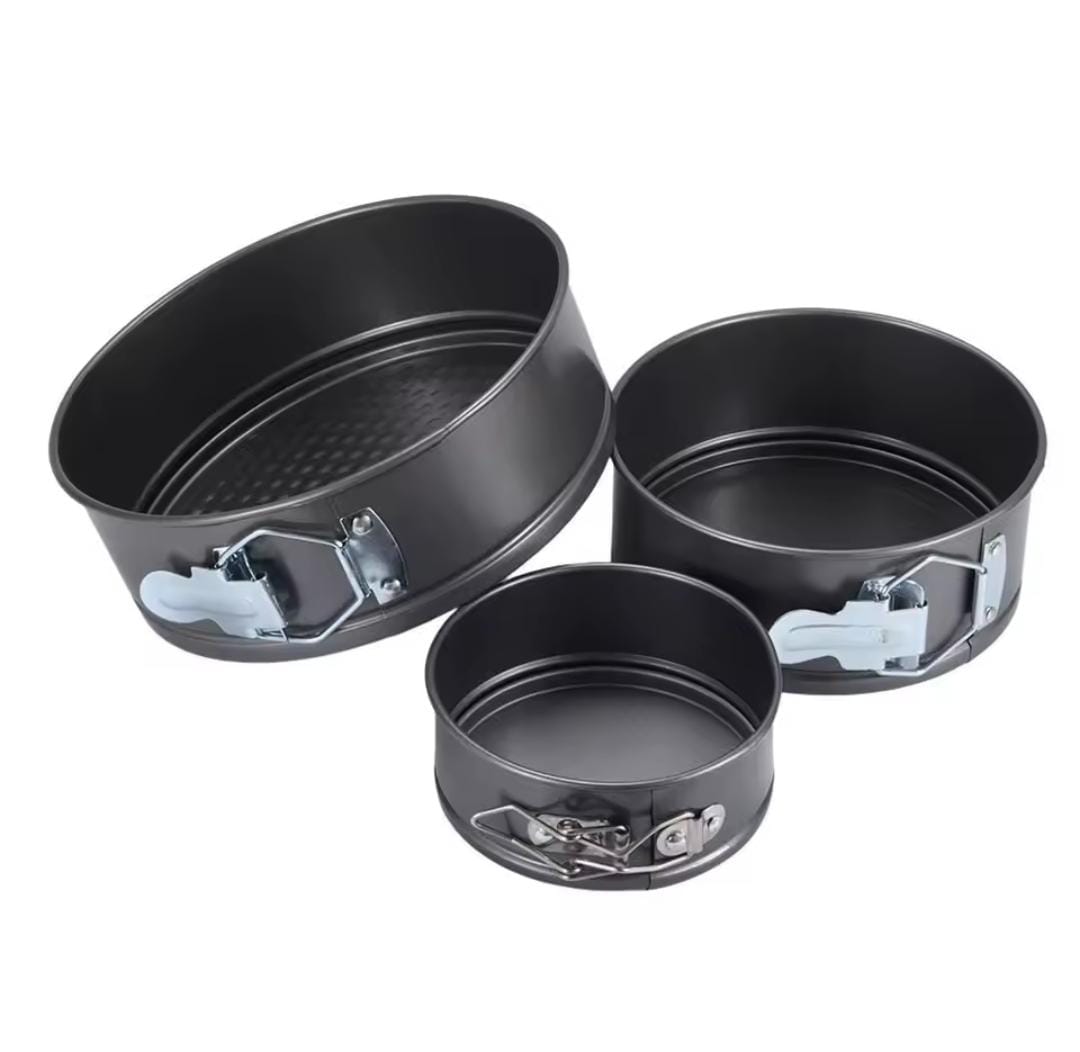 3pc Non-Stick Springform Cake Tins – Heart, Round & Square